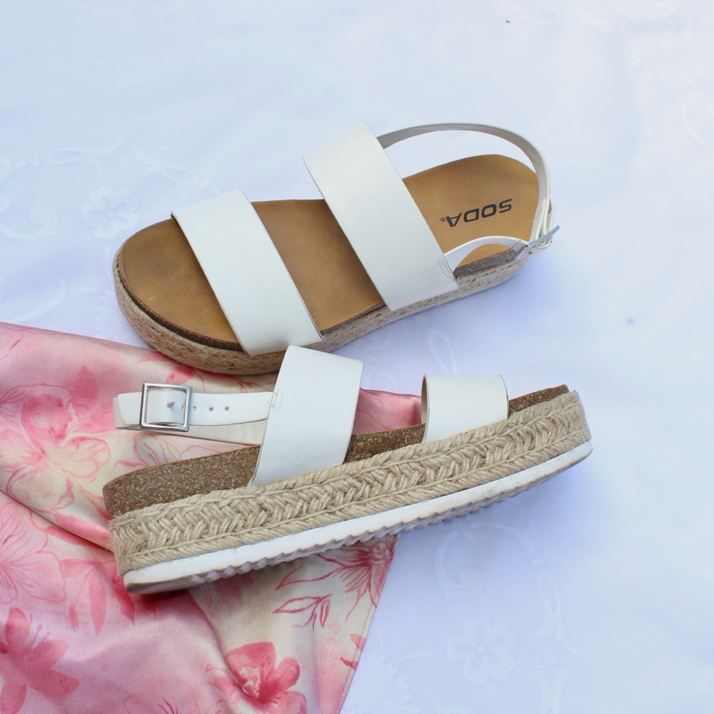 Soda White Espadrille Platform Sandals